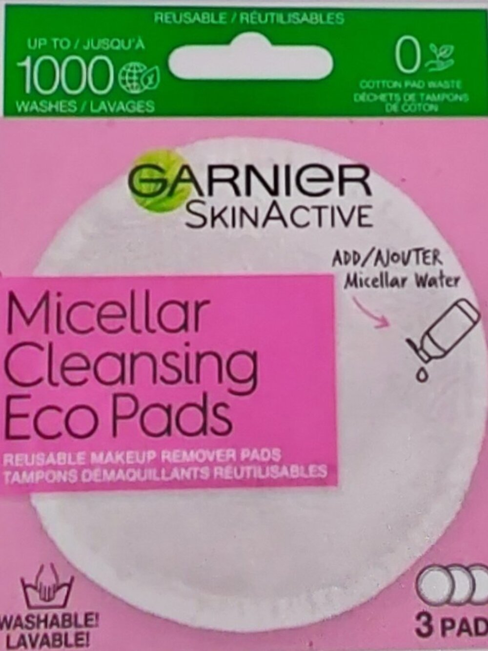 Lot of 3 Garnier SkinActive Micellar Cleansing Eco Pads, Makeup Remover 3pk